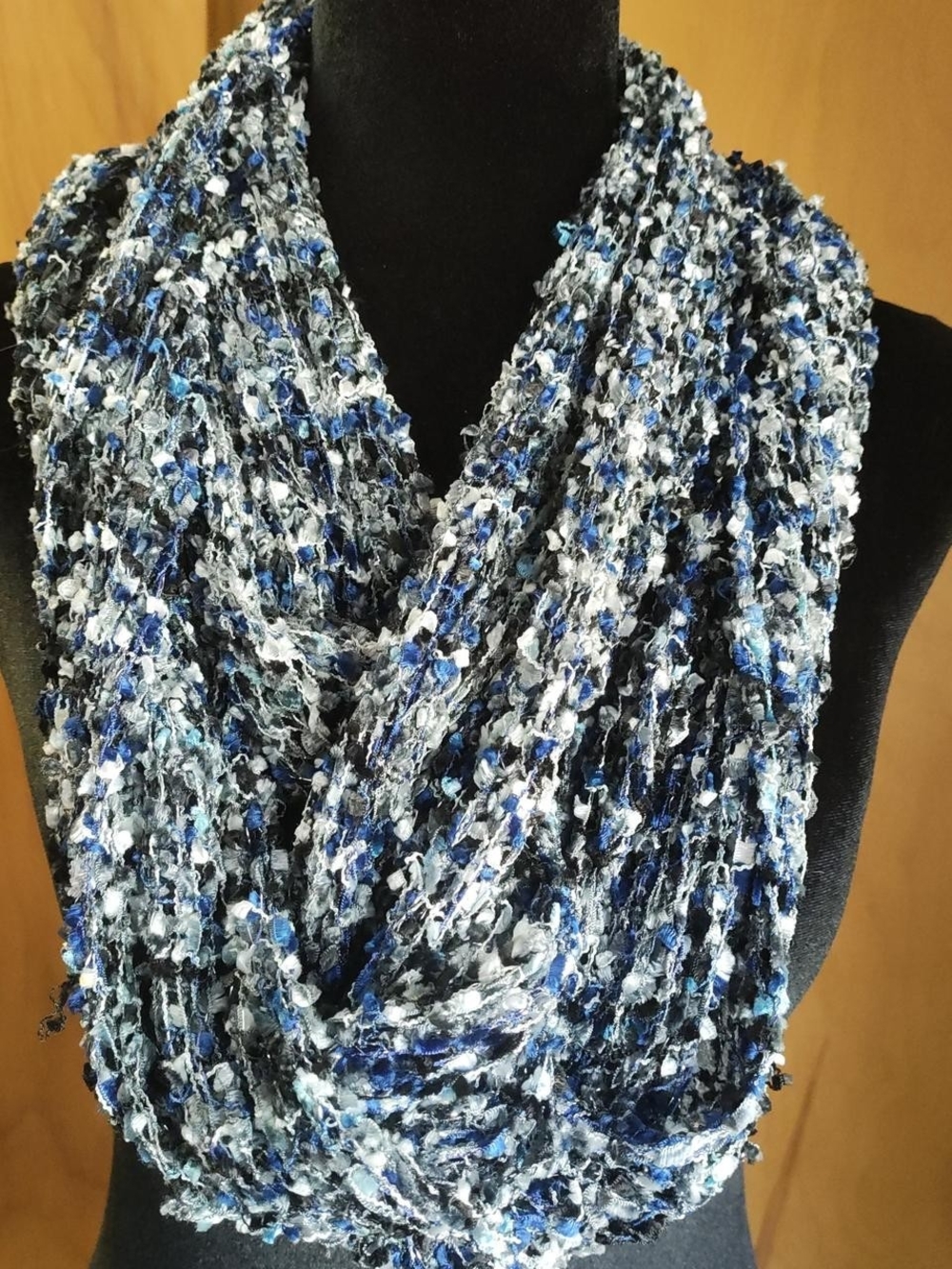 Christopher & Banks Blue, Gray and Black Loop Scarf